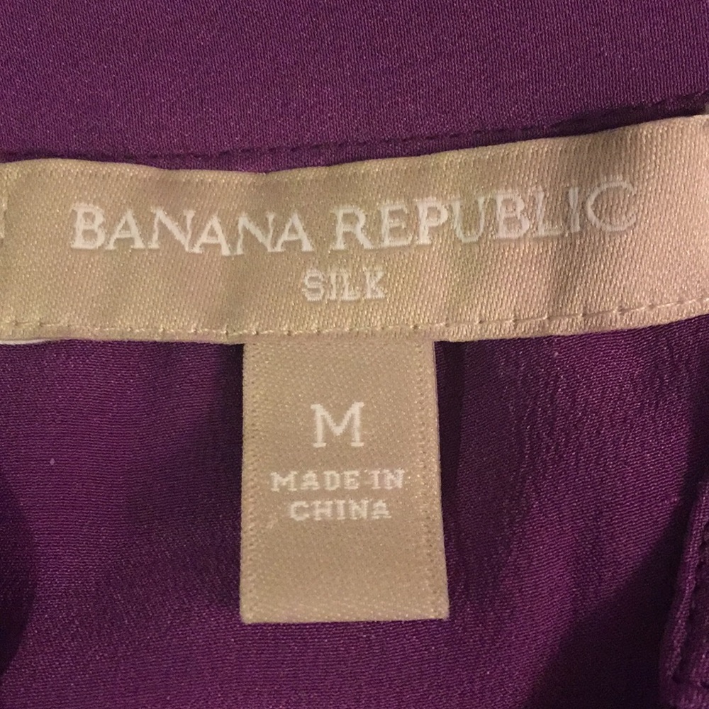 PURPLE Banana Republic Silk Roll Tab Blouse - Picture 6 of 8